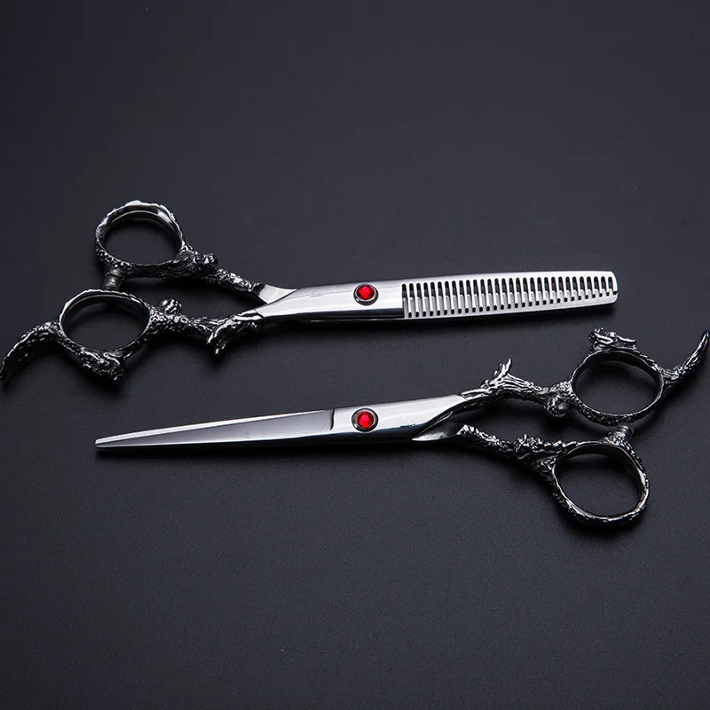 Profesionální 6 palcový Japonsko 440C dragon vlasy nůžky taška set řezání nůžky kadeřnictví ztenčování nůžky scisors kadeřnické nůžky 2