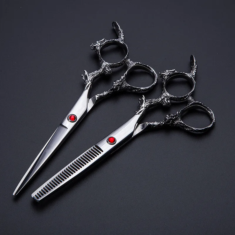 Profesionální 6 palcový Japonsko 440C dragon vlasy nůžky taška set řezání nůžky kadeřnictví ztenčování nůžky scisors kadeřnické nůžky 3