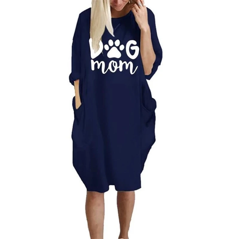PSÍ MÁMA Dopisy Vytisknout Tričko Pro Ženy Pocket Plus Velikost T-Shirt Ženy Ženy Femme Plus Velikosti Podzim Club Topy trička Nové 5