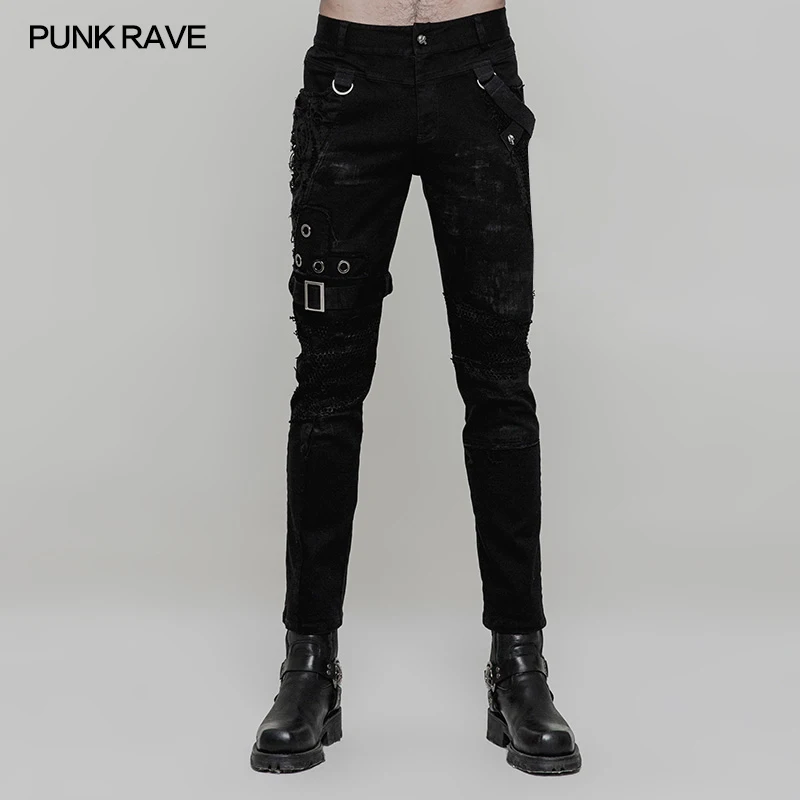 PUNK RAVE Mužů Punk Rock Fashion Osobnost Dlouhé Kalhoty Gothic Styl Ležérní Streetwear Pánské Motocykl Cool Kalhoty Kalhoty 0
