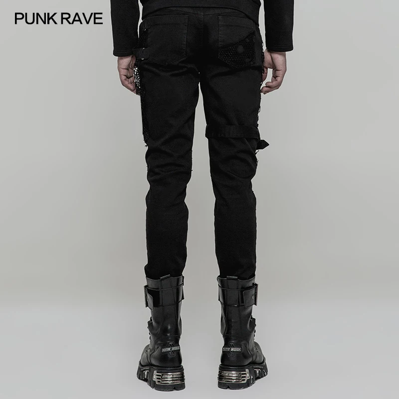 PUNK RAVE Mužů Punk Rock Fashion Osobnost Dlouhé Kalhoty Gothic Styl Ležérní Streetwear Pánské Motocykl Cool Kalhoty Kalhoty 1