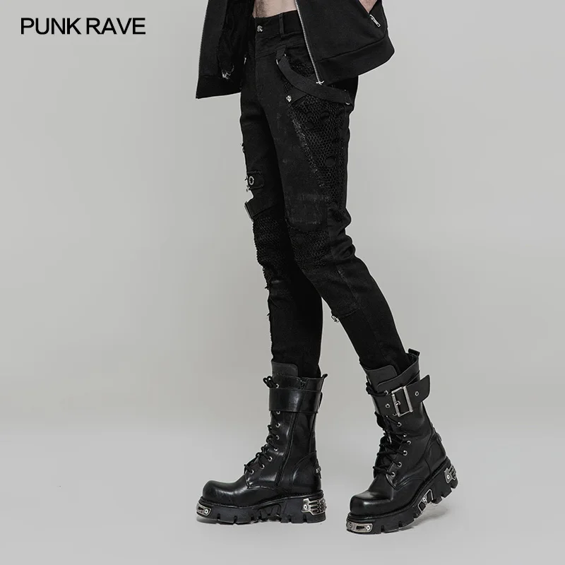 PUNK RAVE Mužů Punk Rock Fashion Osobnost Dlouhé Kalhoty Gothic Styl Ležérní Streetwear Pánské Motocykl Cool Kalhoty Kalhoty 3