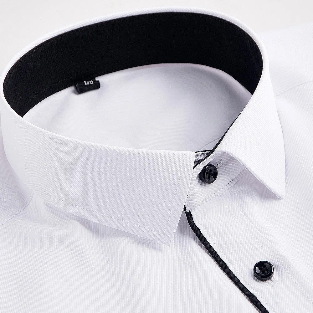 Pánské Formální Košile Značky Velké Plus Velikosti 5XL 6XL XXXXL Neformální Pure Color Společenské Šaty Košile Mužské Bílá Černá Business Oblečení 2