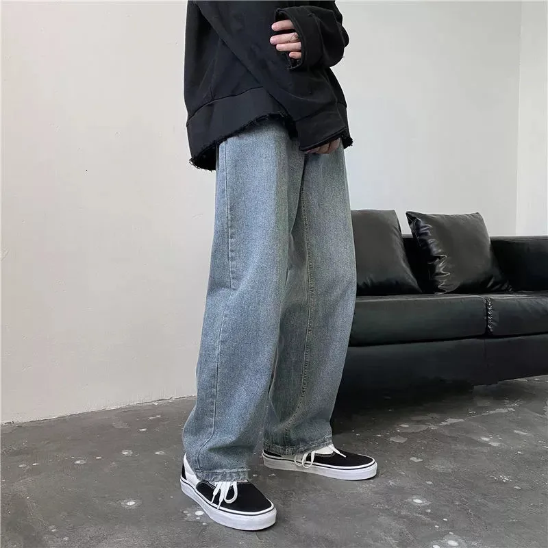 Pánské jednobarevné Přímo Harem Džíny Korean Man Volné Kotník-Délka Džínové Kalhoty Streetwear Mužské Ležérní Kalhoty 1