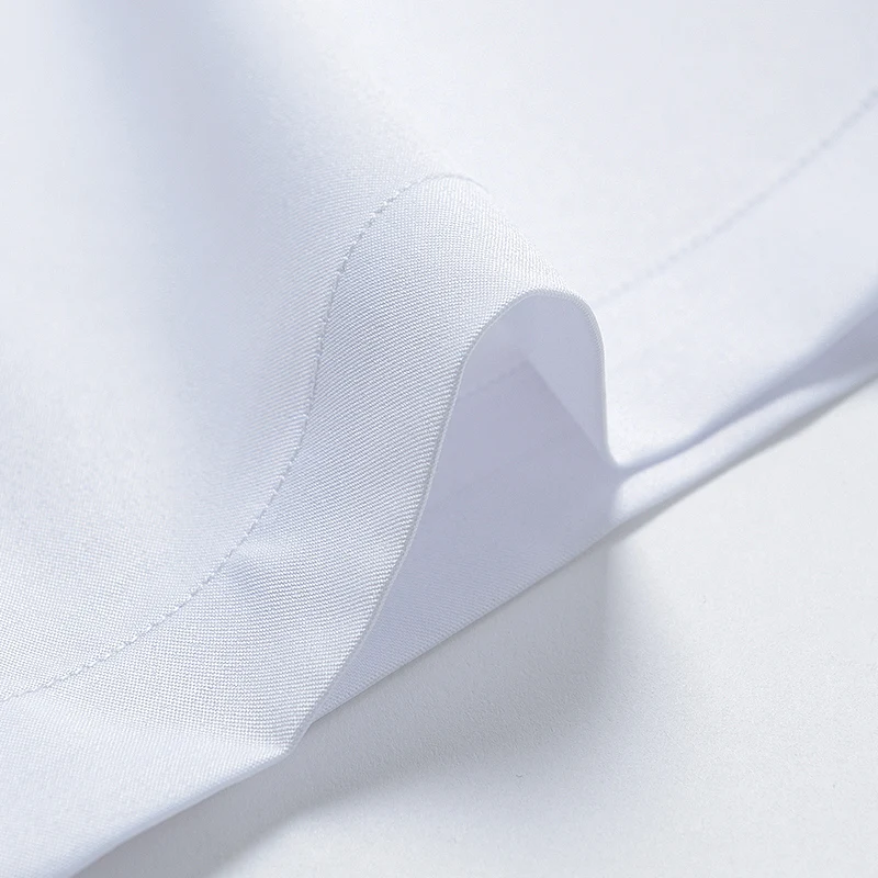 Pánské Klasické Standardní-fit Strečové Šaty Tričko Single Kapsa Patch Tenký Dlouhý Rukáv Formální Obchodní Pevné Bílé Základní Košile 5