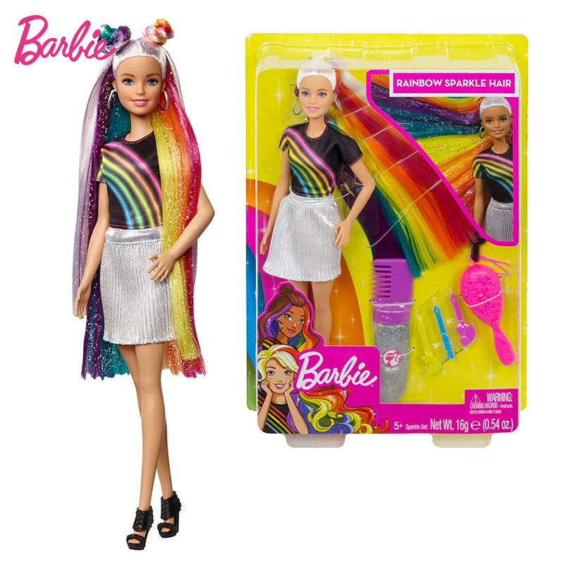 Původní Barbie Duhová Jiskra Vlasy Panenka Dárek k Narozeninám Dívka Brinquedos Bonecas Hračky pro Děti Juguetes Paratoys Dívky Dárek 2