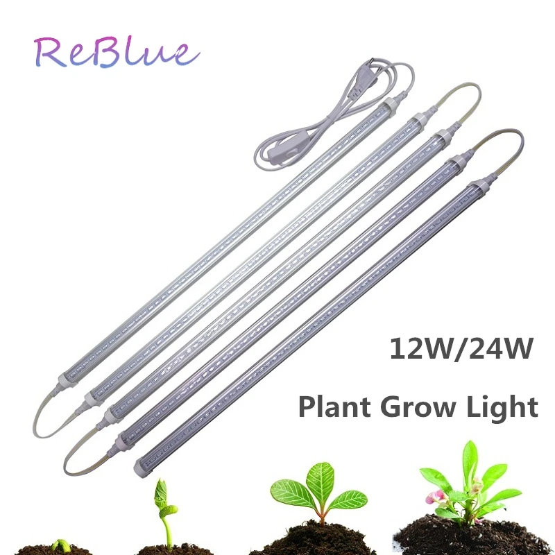 ReBlue Růst Rostlin Světlo Phyto Lampy, Led Světla Rostou celé Spektrum Rostou Lampa Pro Květ Fitolampy 12W 24W zářivka pro akvarijní rostliny 1