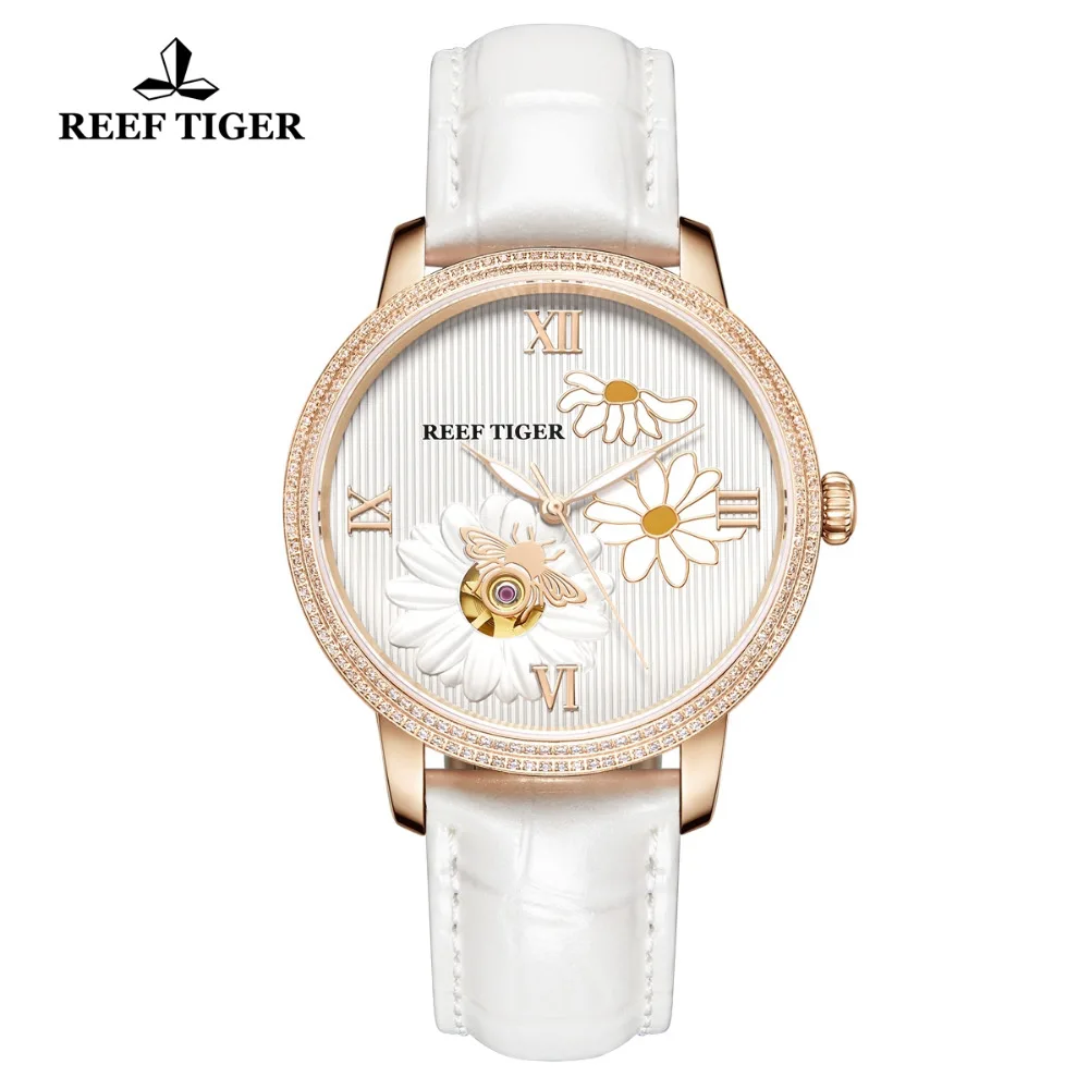 Reef Tiger/RT Luxusní Elegantní Hodinky Ženy Automatické Hodinky Dámské Rose Gold Hodinky Quartz Hodinky Relogio Feminino RGA1585 3