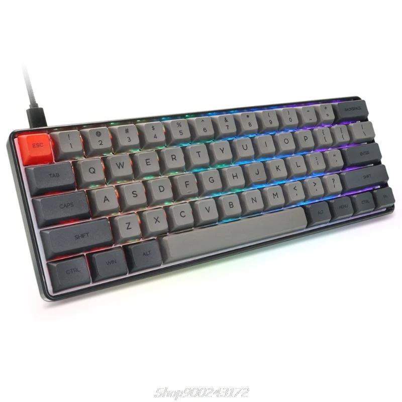 RGB LED Podsvícené Drátové Mechanické Klávesnice,Přenosné Kompaktní Vodotěsné Mini Gaming Keyboard 61 PBT Poškrabané Gateron Switcs Jy21 20 2