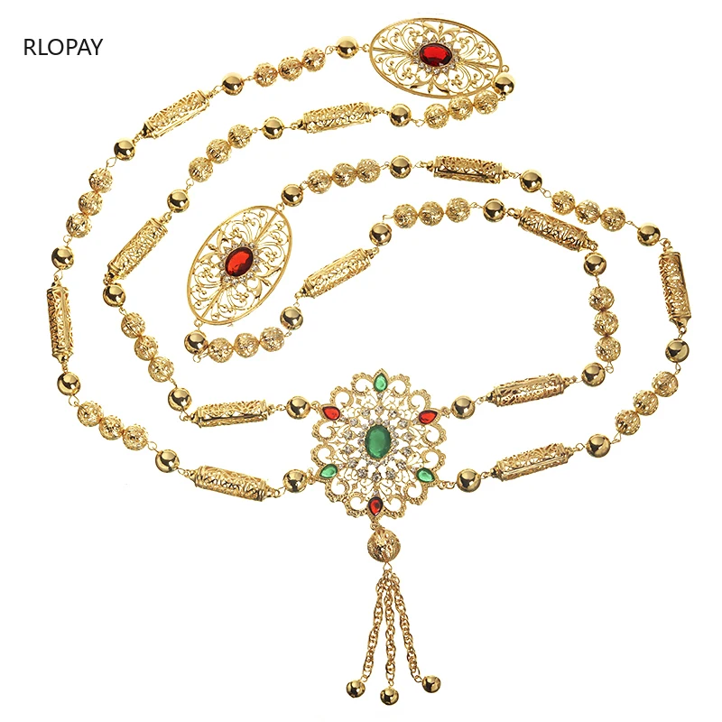 RLOPAY Nový Maroko Módní Tělo Šperky Pozlacené Ženy Rameno Šperky arabské Birdal Zpět Řetězce, s Drahokamu 0