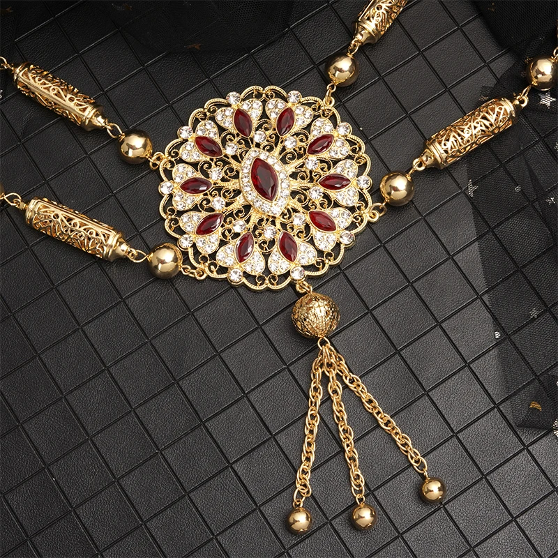 RLOPAY Nový Maroko Módní Tělo Šperky Pozlacené Ženy Rameno Šperky arabské Birdal Zpět Řetězce, s Drahokamu 1