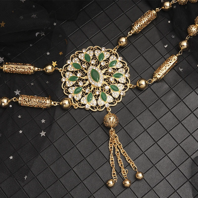 RLOPAY Nový Maroko Módní Tělo Šperky Pozlacené Ženy Rameno Šperky arabské Birdal Zpět Řetězce, s Drahokamu 3