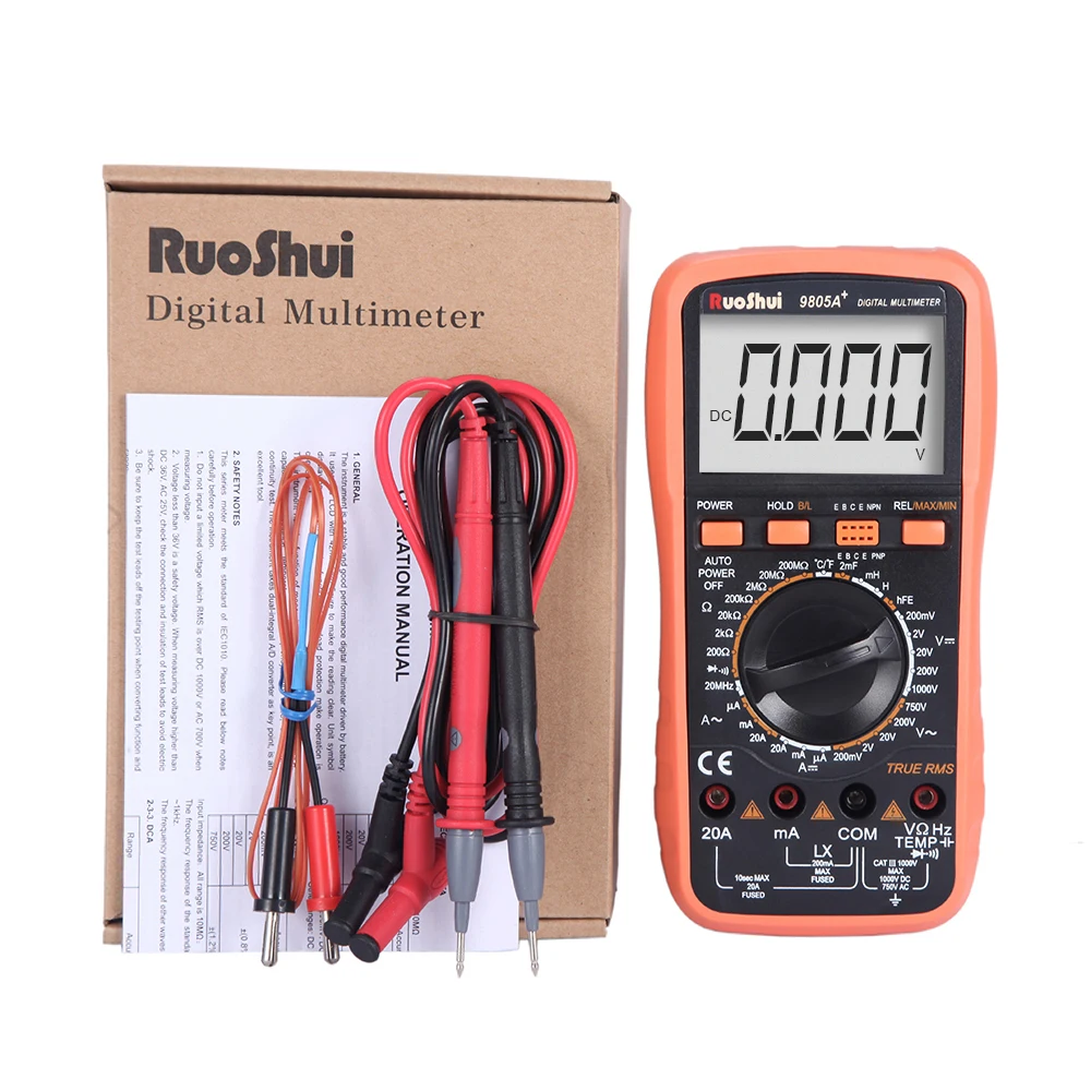 RuoShui 980X SeriesTrue RMS Multimetro Digitální Multimetr Odpor Kapacita Teplota Tranzistoru Elektrické Tester Meter 0