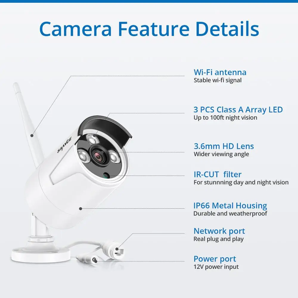 SANNCE 8CH 1080P HD Wifi NVR 2TB HDD CCTV kamerový Systém 2.0 MP Vodotěsný Bezdrátový Bezpečnostní Kamery 4/6/8 kamerový Kit 2