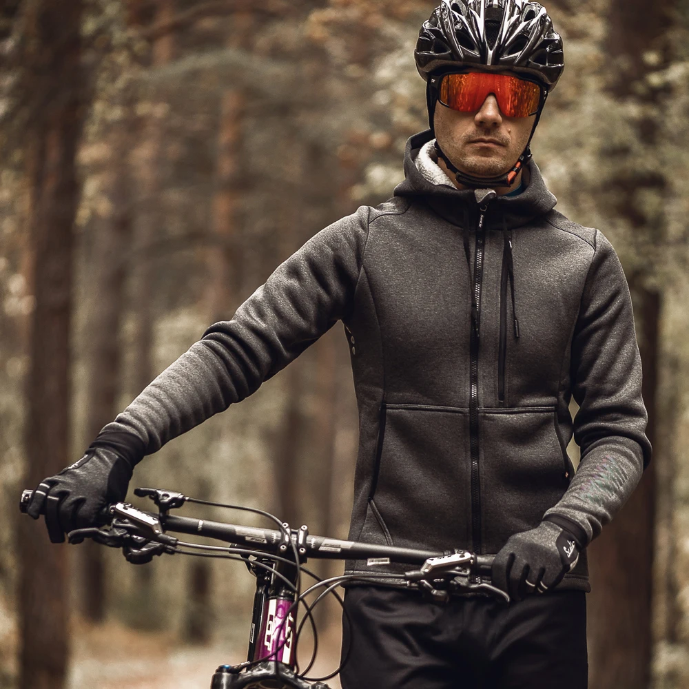 SanticMTB Reflexní Oblečení Tepelnou Kolo Muži Bunda Větruvzdorná Cyklistika Teple Kolo Lehký Fleece Jersey de bicicleta 3