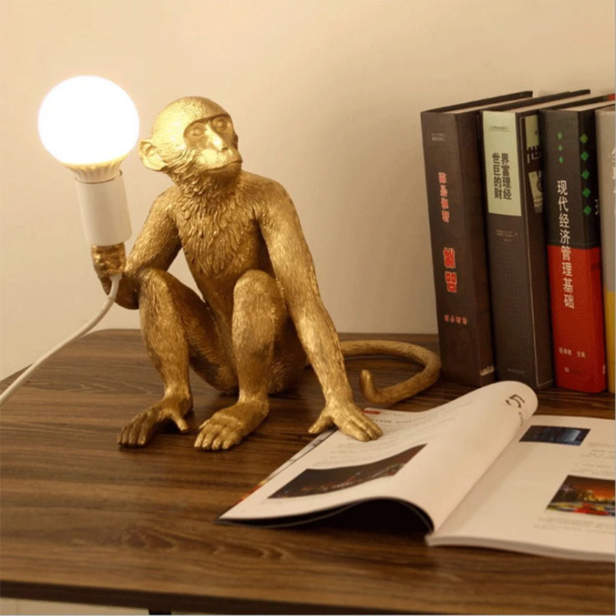 Seletti Pryskyřice Monkey lampa Černá Zlatá Bílá Design myši lampa Art Dekor Průmyslu Loft vintage lana závěsná lampa LED zvíře lampa 1