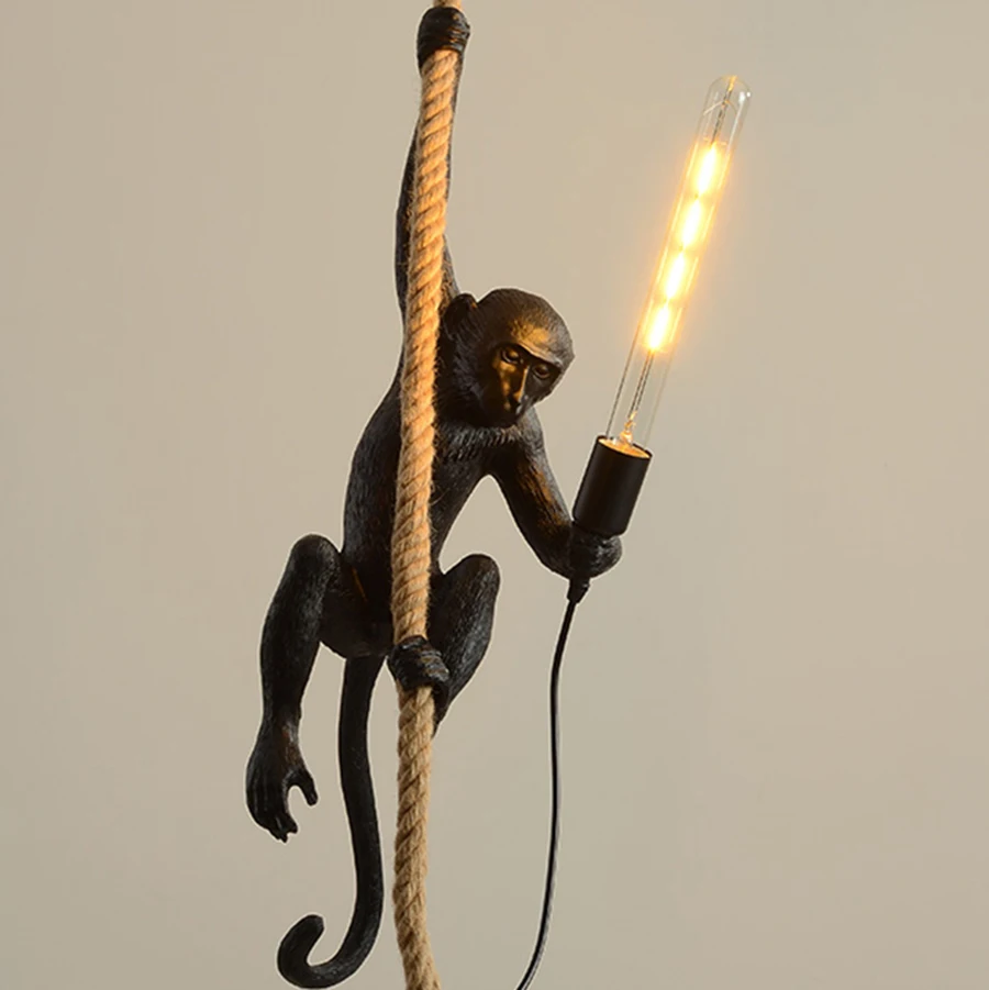 Seletti Pryskyřice Monkey lampa Černá Zlatá Bílá Design myši lampa Art Dekor Průmyslu Loft vintage lana závěsná lampa LED zvíře lampa 3