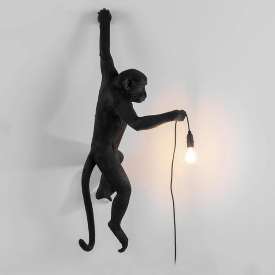 Seletti Pryskyřice Monkey lampa Černá Zlatá Bílá Design myši lampa Art Dekor Průmyslu Loft vintage lana závěsná lampa LED zvíře lampa 4