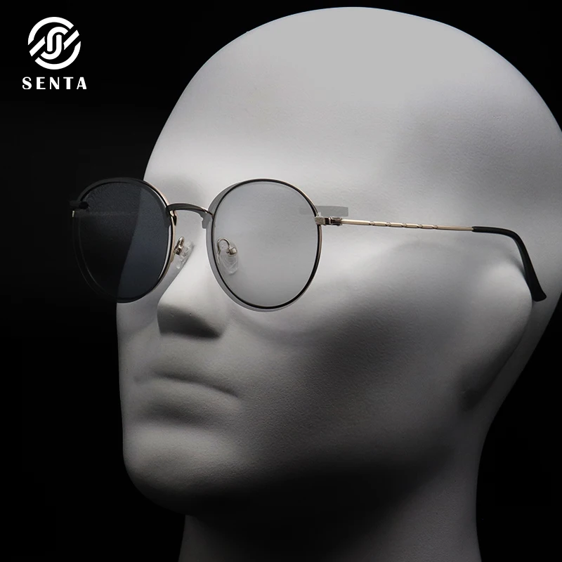 Senta Klasické Retro Brýle Rámy Kolem Optické Předpis Přizpůsobitelné Pro Muže 2 V 1 Brýle Černá Šedá Gold Krátkozrakost 2