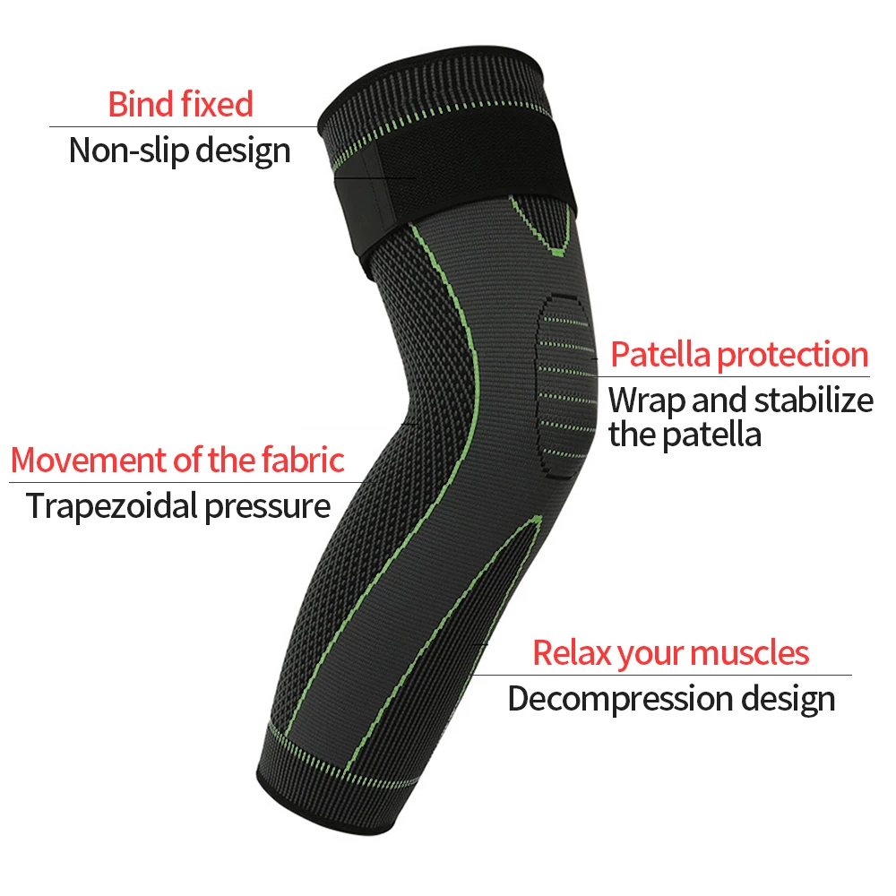 Sexy elastické žluto-zelený proužek sportovní prodlužují knee pad nohu rukáv non-slip kompresní obvaz noha teplejší pro muže a ženy 5