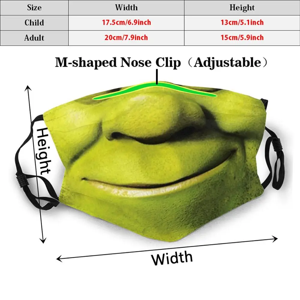 Shrek Dospělé Děti Proti Prachu Pm2.5 Filtr Diy Maska Shrek Shrek Shrek Shrek Retro Shrek Vintage Shrek Shrek Shrek Shrek: Zvonec A 4
