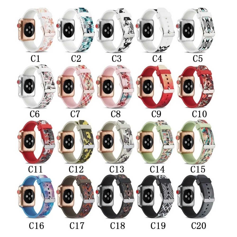 Silikonové Popruh Pro Apple watch band 44mm 40mm kapela iwatch 42mm 38mm Tisk watchband náramek Apple watch série 5 4 3 se 6 1