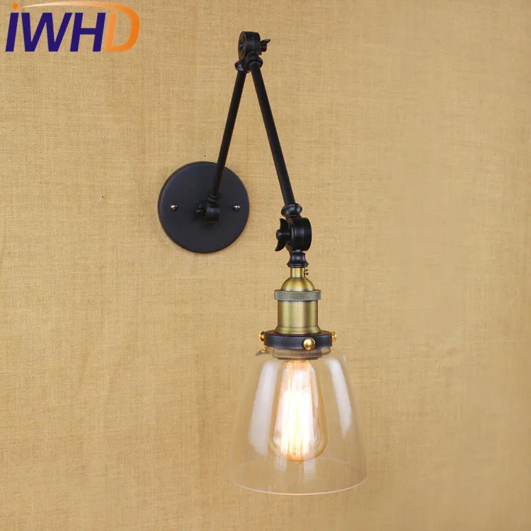 Sklenice Swing Long Arm Nástěnné svítidlo Vintage Edison Wandlamp LED Loft Průmyslové Nástěnné Svítidlo Svícnu Arandela Lampara Porovnání 0