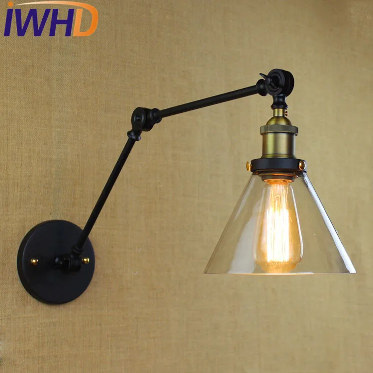 Sklenice Swing Long Arm Nástěnné svítidlo Vintage Edison Wandlamp LED Loft Průmyslové Nástěnné Svítidlo Svícnu Arandela Lampara Porovnání 1