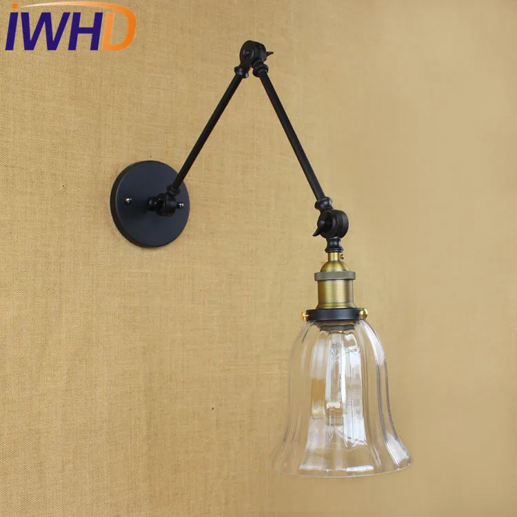 Sklenice Swing Long Arm Nástěnné svítidlo Vintage Edison Wandlamp LED Loft Průmyslové Nástěnné Svítidlo Svícnu Arandela Lampara Porovnání 2