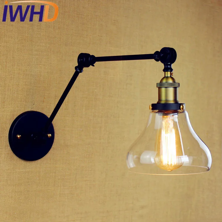 Sklenice Swing Long Arm Nástěnné svítidlo Vintage Edison Wandlamp LED Loft Průmyslové Nástěnné Svítidlo Svícnu Arandela Lampara Porovnání 3
