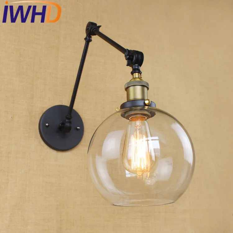 Sklenice Swing Long Arm Nástěnné svítidlo Vintage Edison Wandlamp LED Loft Průmyslové Nástěnné Svítidlo Svícnu Arandela Lampara Porovnání 4
