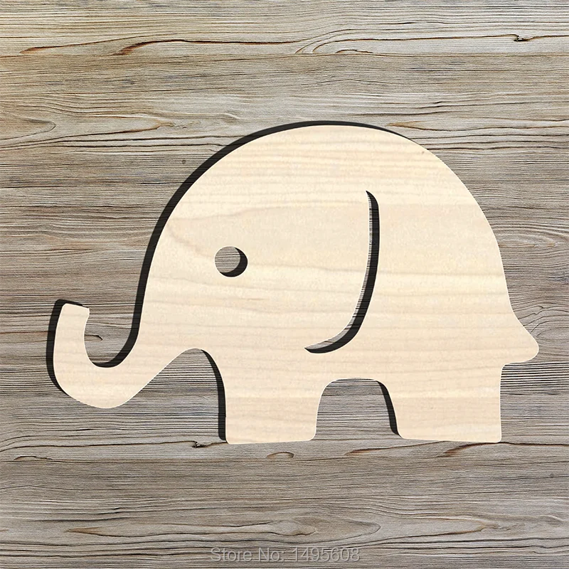 Slon Dřevěný Tvar Ornament Dítě sprcha Dekorace Dárek k Narozeninám Laser Cut Umělecké Projekty Řemesla 0