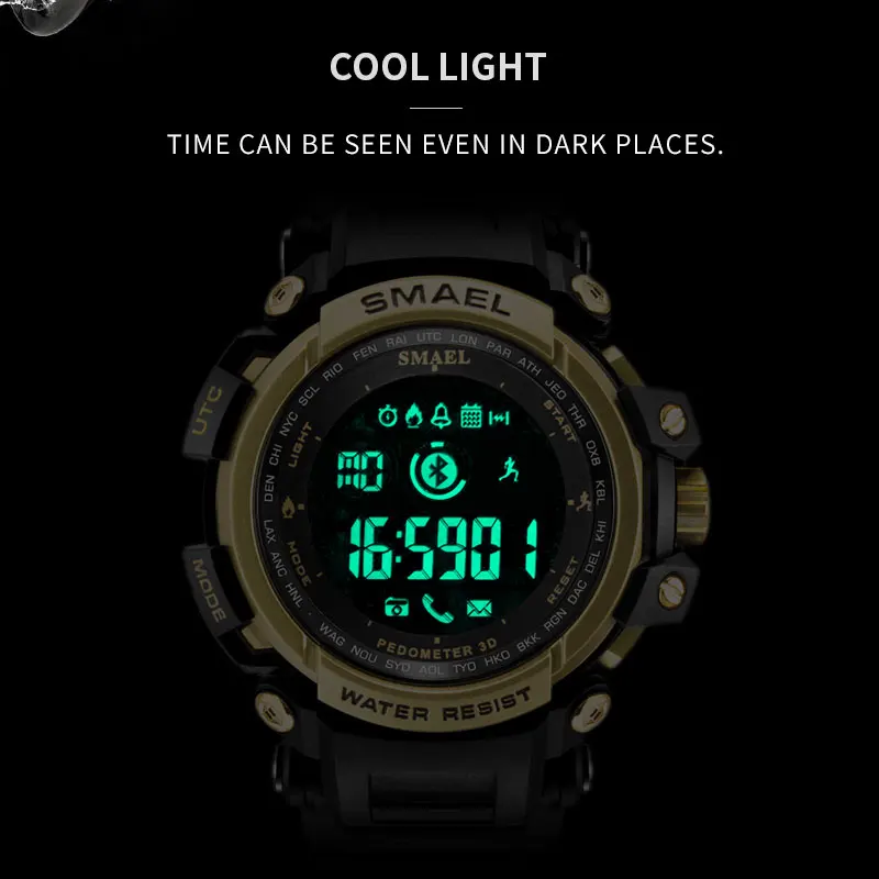 SMAEL digitální hodinky Muži Chytré Hodinky Hodiny Smartwatch Android iOS Srdečního tepu 180 Dní Životnost Baterie IP68 Vždy-na Displ 3