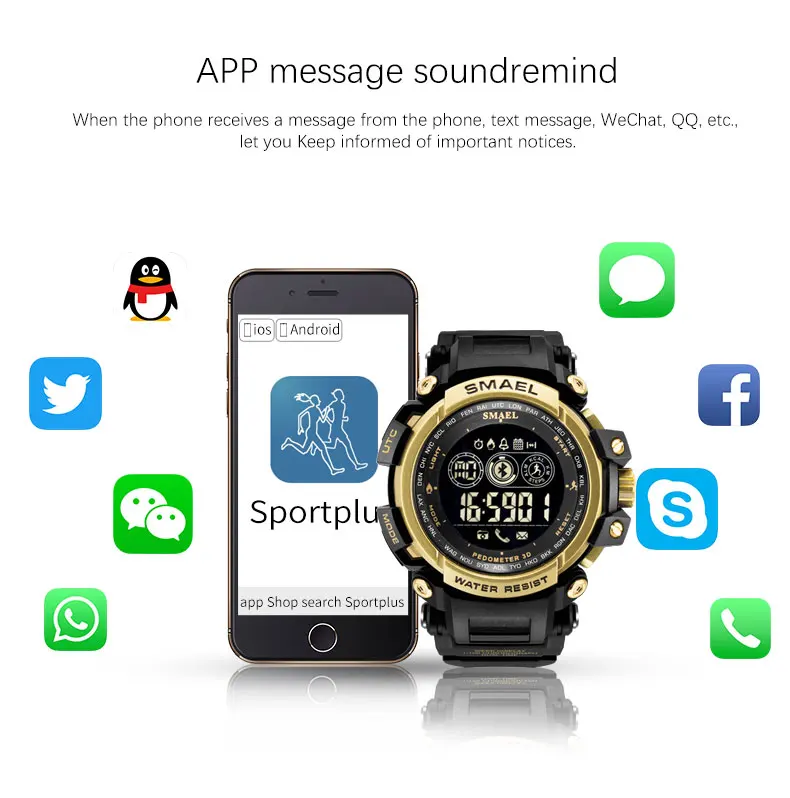 SMAEL digitální hodinky Muži Chytré Hodinky Hodiny Smartwatch Android iOS Srdečního tepu 180 Dní Životnost Baterie IP68 Vždy-na Displ 5