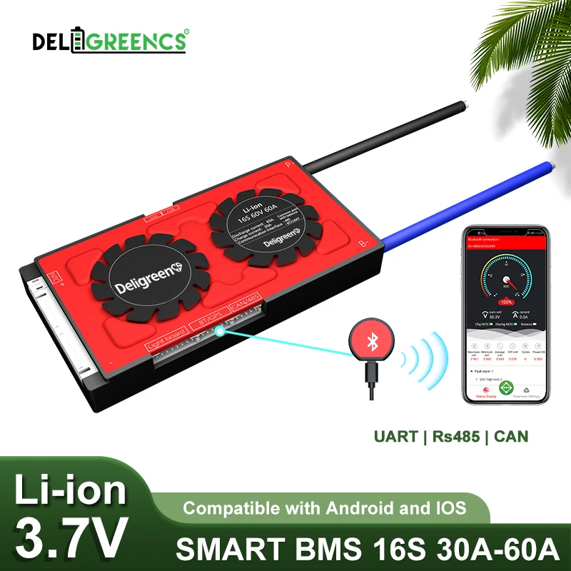 Smart BMS 16 30A 40A 60A s Bluetooth UART 485 pro 60V Li-ion Baterie pro EV Ebike skladování Energie 3