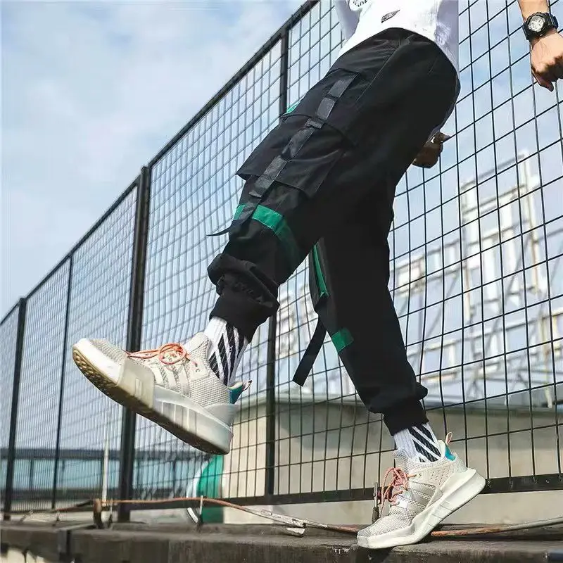 Streetwear Muži Hip Hop Patchwork Běžce Tepláky Ležérní Kalhoty Stahovací Kalhoty Sportwear Muž Roku 2020 Nový Mužů Cargo Kalhoty 1