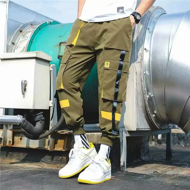 Streetwear Muži Hip Hop Patchwork Běžce Tepláky Ležérní Kalhoty Stahovací Kalhoty Sportwear Muž Roku 2020 Nový Mužů Cargo Kalhoty 4