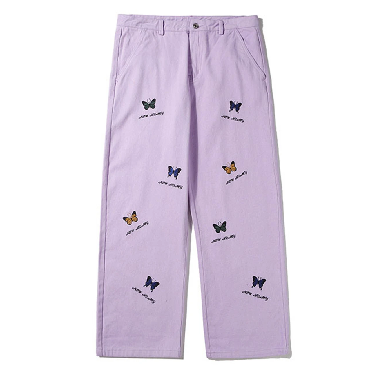 Streetwear Vintage Butterfly Tisk Přímo Ležérní Kalhoty Bavlněné Volné Kalhoty S Elastickým Pasem Harajuku Hip Hop Běžce Pánské Kalhoty 1