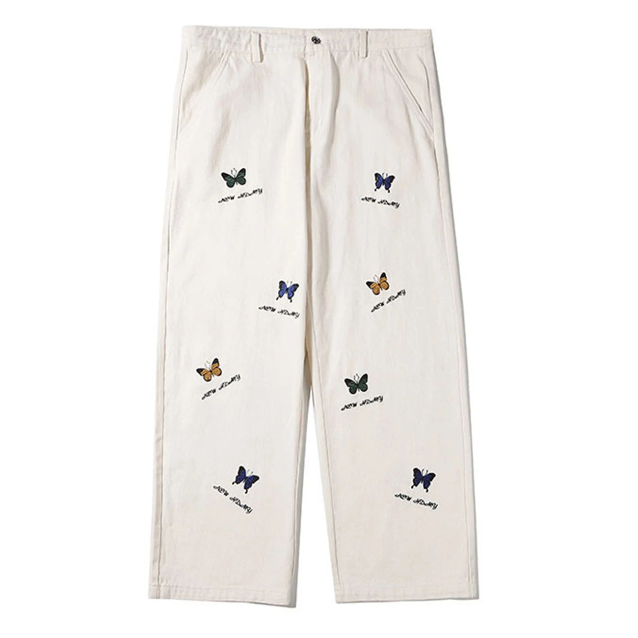 Streetwear Vintage Butterfly Tisk Přímo Ležérní Kalhoty Bavlněné Volné Kalhoty S Elastickým Pasem Harajuku Hip Hop Běžce Pánské Kalhoty 5