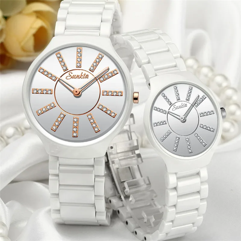 SUNKTA luxusní dámské hodinky značky crystal módní Bílý Náramek hodinky dámské hodinky vodotěsné hodinky ženy Relogio Feminino 4