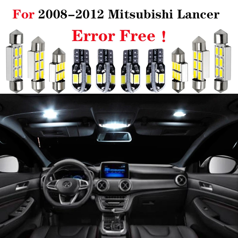 Super Bílé Interiéru Led Paket Kit Pro Mitsubishi Lancer nebo Evolution X 2008-2012 Auto-Styling Interiéru Vozu Zdroj Světla 0