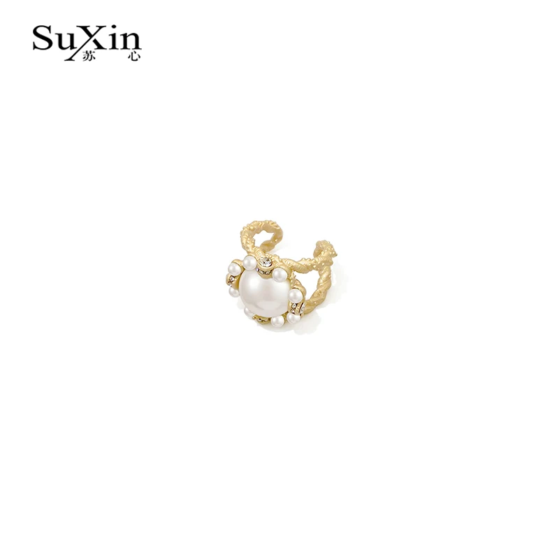 SuXin 2020 nové módní retro punk hip hop big pearl nastavitelný prsten prst prsten šperky ženy, dárky 3