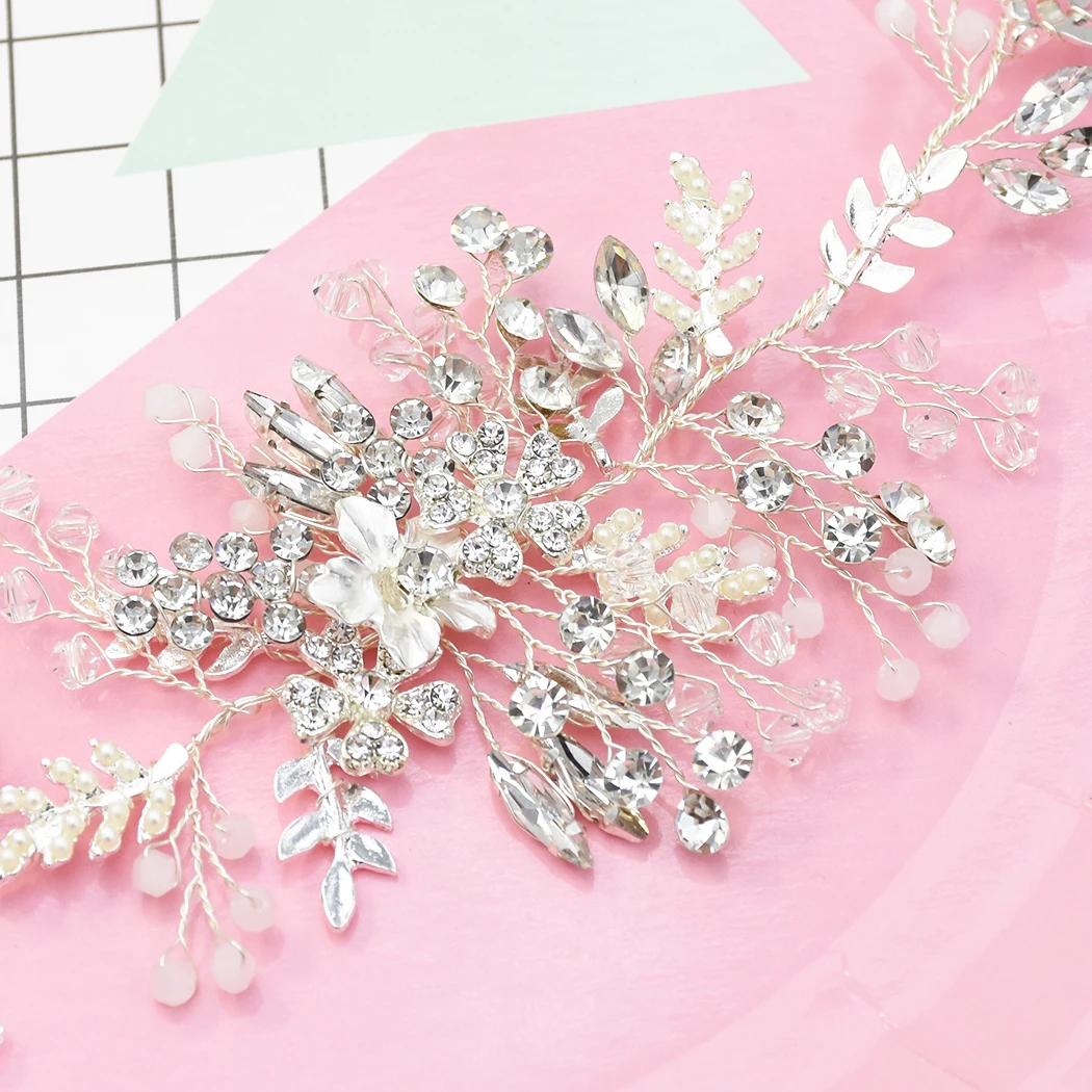Svatební Čelenka Svatební Vlasy Šperky leaf Pearl Crystal Nevěsta Čelenka Vlasové Doplňky Svatební Čelenka Svatební Čelenka Květ 2