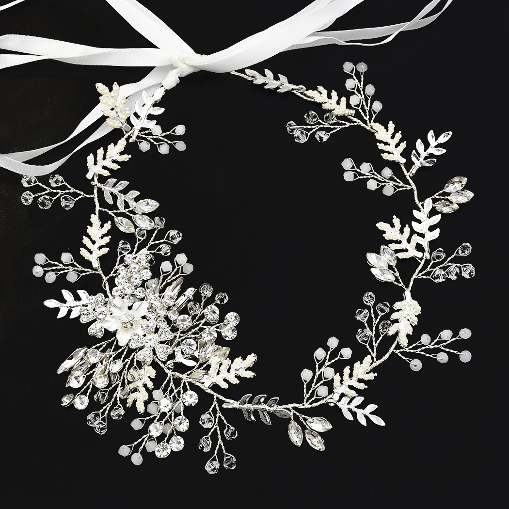 Svatební Čelenka Svatební Vlasy Šperky leaf Pearl Crystal Nevěsta Čelenka Vlasové Doplňky Svatební Čelenka Svatební Čelenka Květ 3