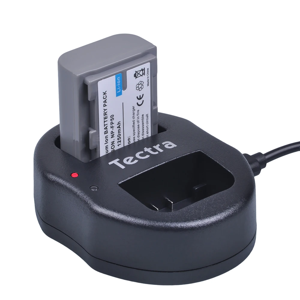 Tectra 1ks NP-FP50 Baterie Fotoaparát + Dual USB Nabíječka pro Sony DCR-HC30 40 43E 65 85 94E 96 DCR-SR30 40E 50E 60E 70E 80E 100 2