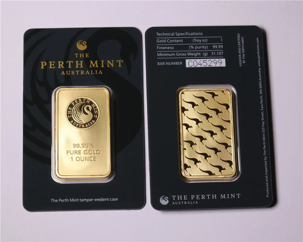 The Perth Mint 1 Oz Troy 99.99% Ryzího Zlata Replika Suvenýr Austrálie Vysoký Reliéf Token Gold Bar dhl doprava zdarma 2