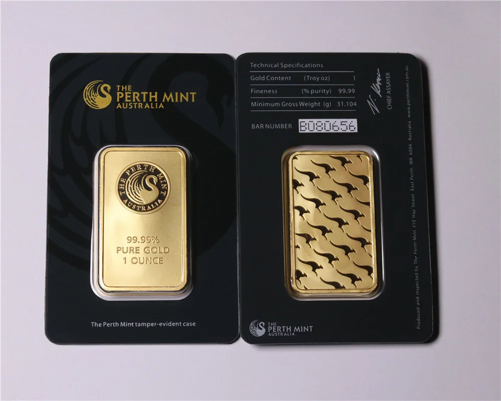 The Perth Mint 1 Oz Troy 99.99% Ryzího Zlata Replika Suvenýr Austrálie Vysoký Reliéf Token Gold Bar dhl doprava zdarma 4
