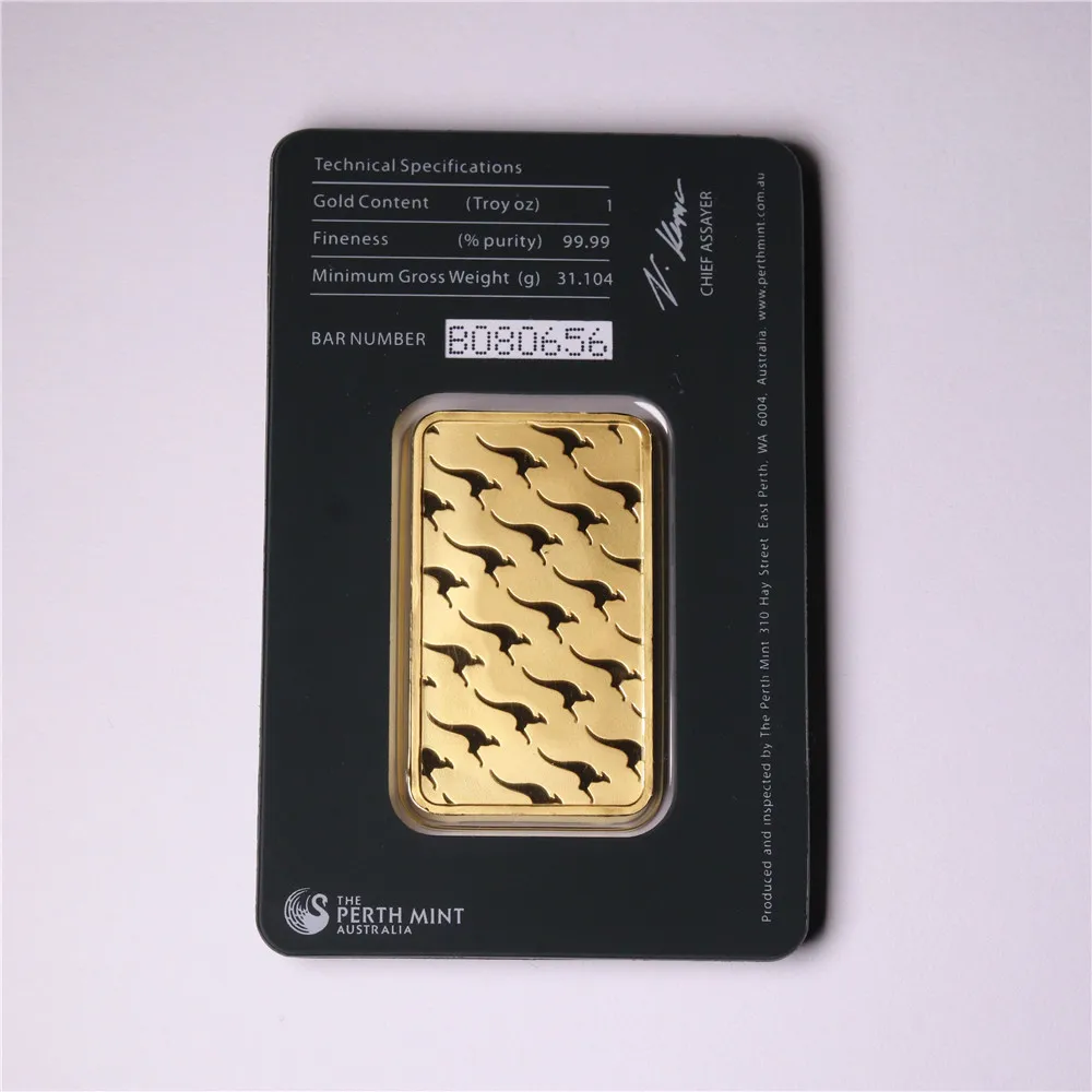 The Perth Mint 1 Oz Troy 99.99% Ryzího Zlata Replika Suvenýr Austrálie Vysoký Reliéf Token Gold Bar dhl doprava zdarma 5
