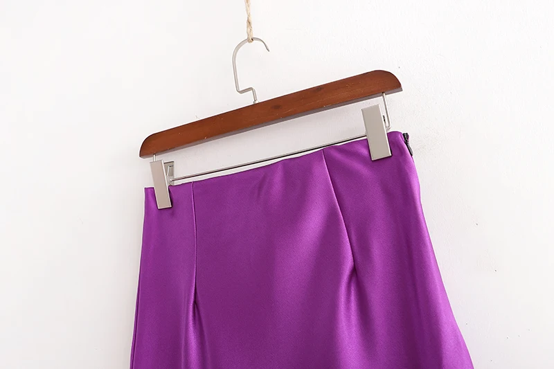 Toppies letní fialové saténové sukně dámské-line midi sukně vysoký pas plná barva streetwear 3