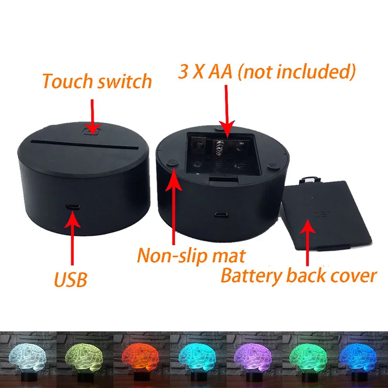 Touch USB Vnitřní Osvětlení, Auto Tvar Malé Noční Světlo Novinka led 3D Vizuální 7 Barvy Proměnlivé Stolní Lampa 3